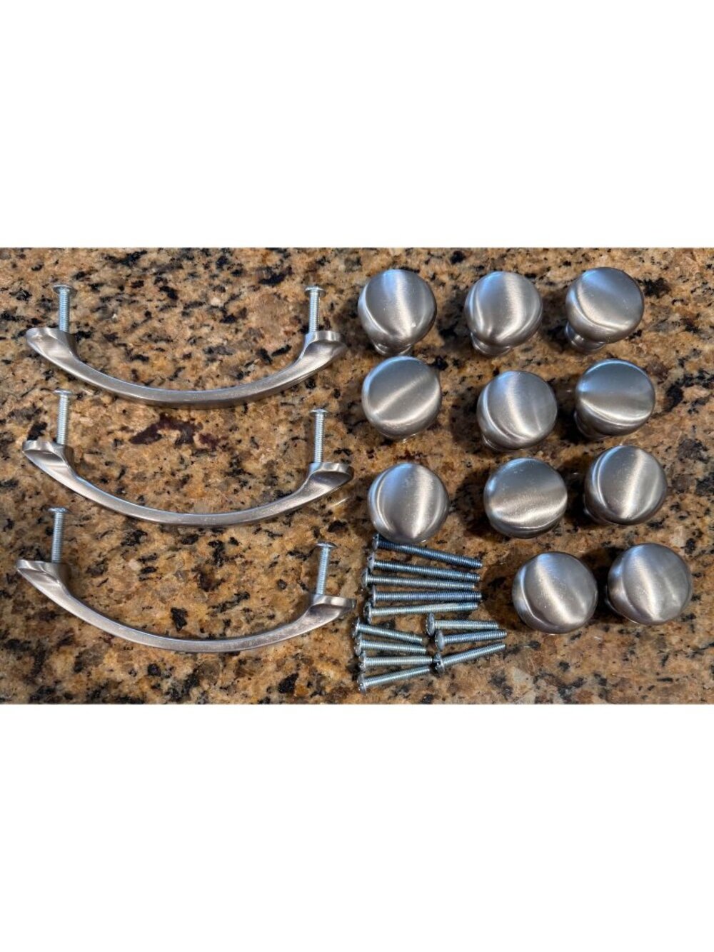 Satin Nickel Cabinet Knobs & Handles Set 11 Knobs & 3 Handles